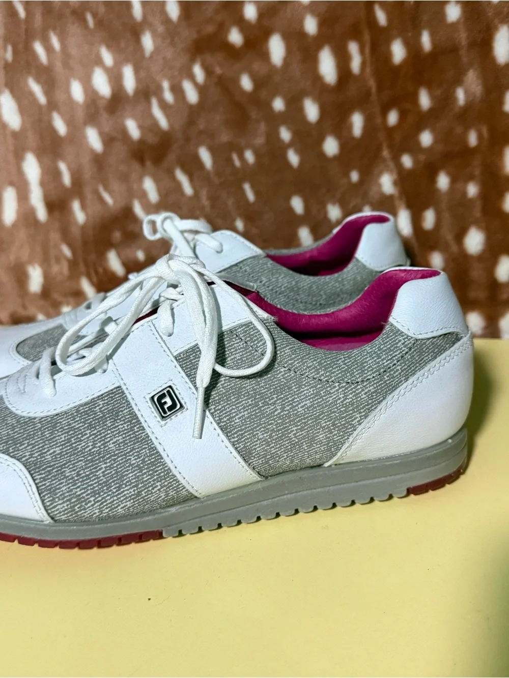 FootJoy White, Gray and Pink Golf Lace-Up Shoes